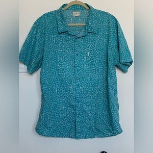 Men's Teal Patterned Button-Down Shirt